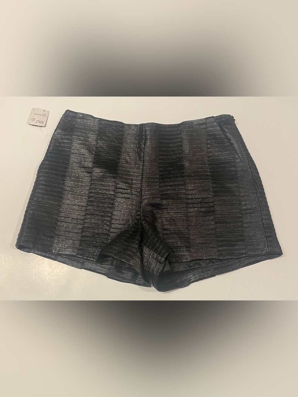 NWT Forever 21 Black Textured Vegan Leather High-Rise Shorts